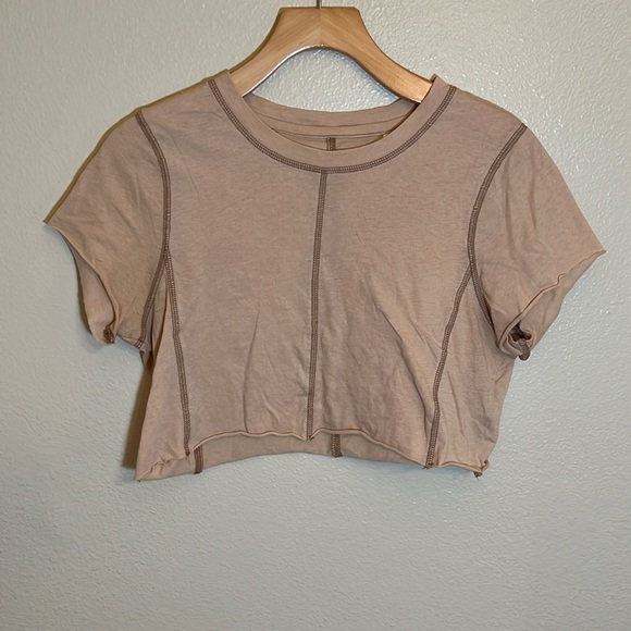 PacSun Tops - PacSun Basics Tan Cotton Cropped Short Sleeve Shirt